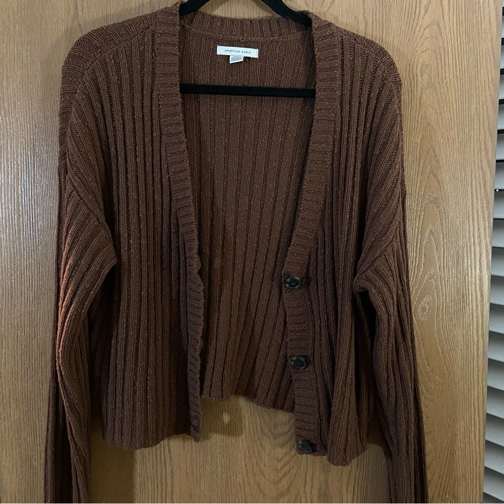 chunky brown american eagle cardigan